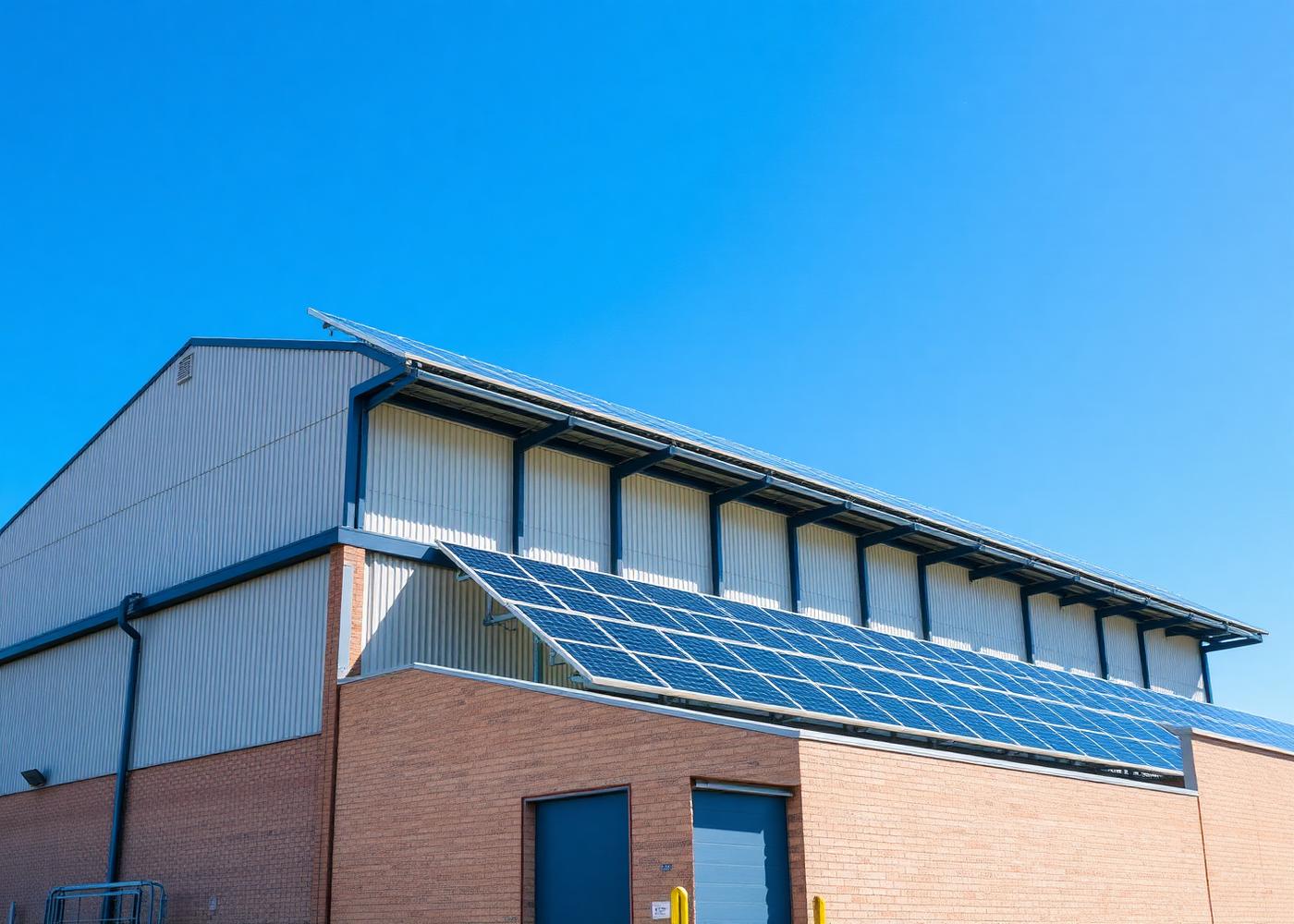 Industrial building with rooftop solar panels
